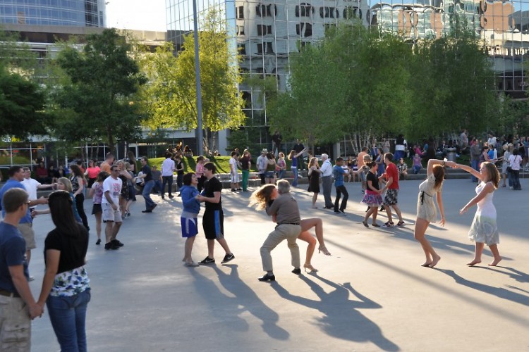 Swing dancing in Rosa Parks Circle