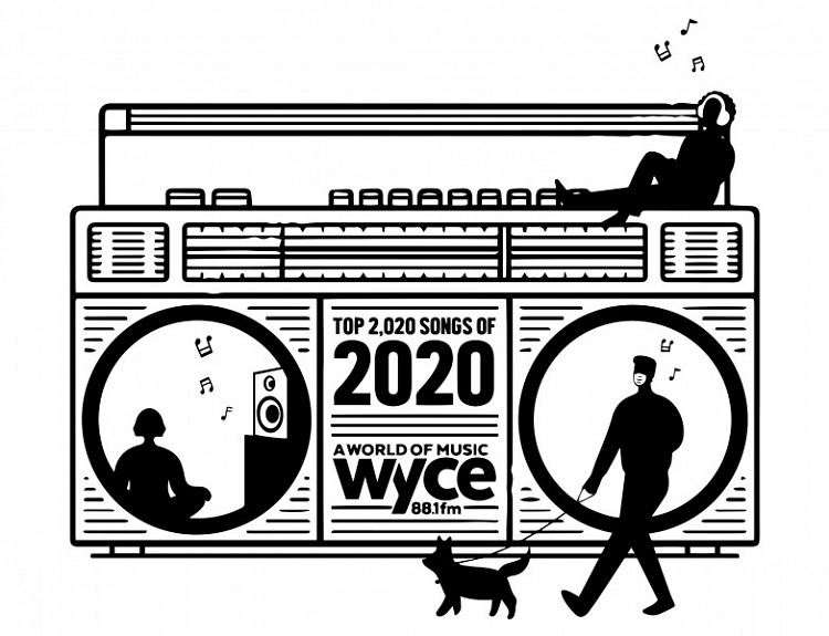 Logo for WYCE's Top 2,020 Songs Played on WYCE in 2020 Countdown.