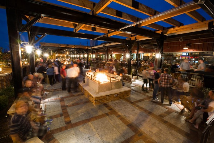 Founders outdoor taproom features built in heating for parties in all seasons.