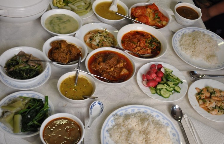 Traditional Burmese food. Rich and earthy spices are a mark of the Chin cuisine.  