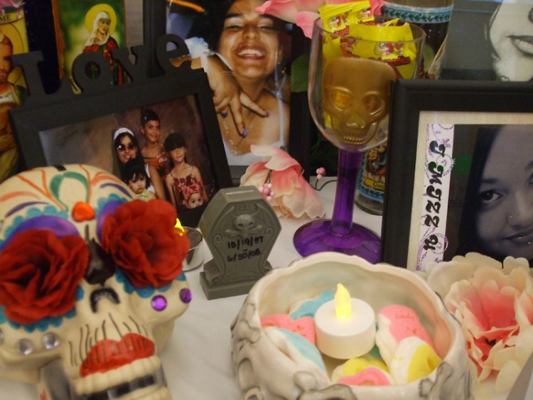 An ofrenda designed by local residents to honor their deceased loved ones