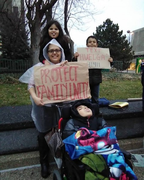 Erica Soto and her family at the March for Respect and Dignity of all Immigrants