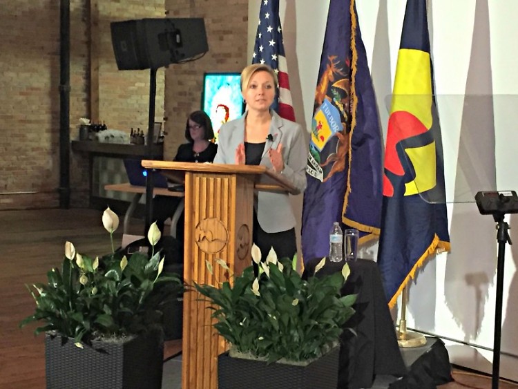 Mayor Rosalynn Bliss giving her State of the City at the Harris Building