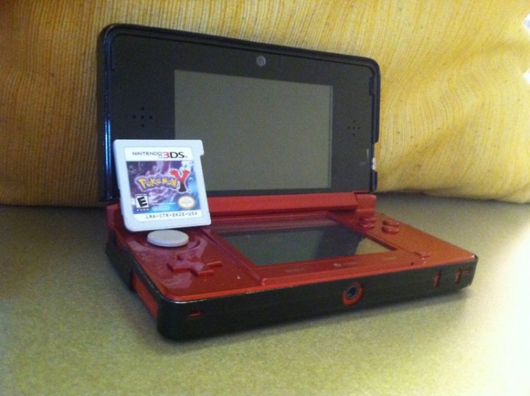 A Nintendo 3DS with Pokemon Y.