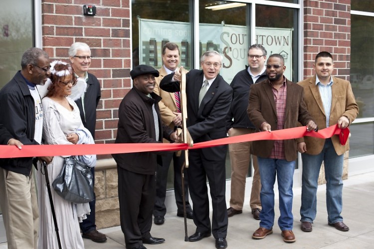 Ribbon cutting with Mayor George Heartwell