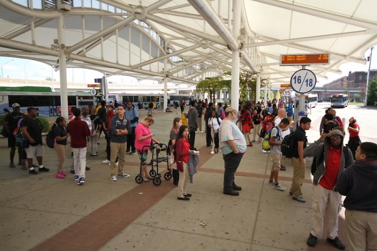 Passengers awaiting their bus at Rapid Central Station