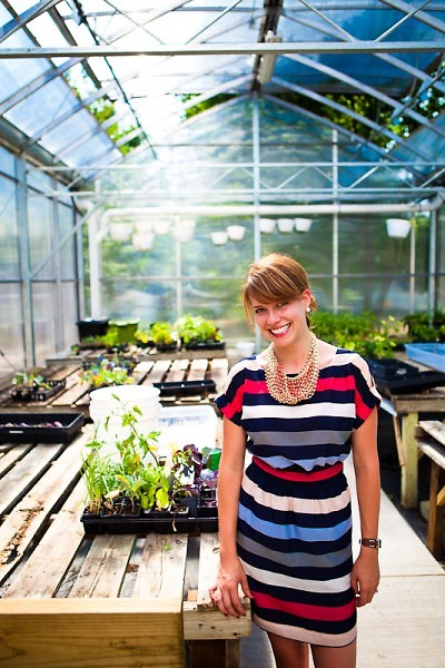 Danielle Veldman in the Baxter greenhouse