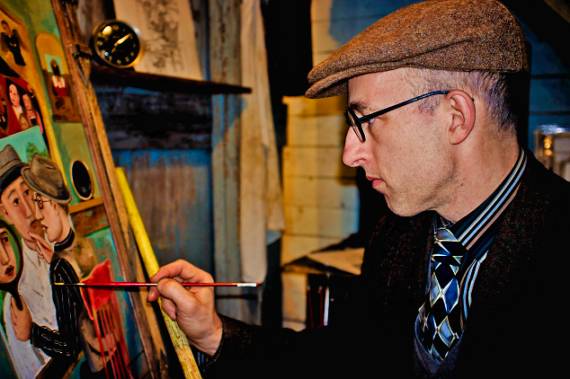 Rick Beerhorst painting in studio