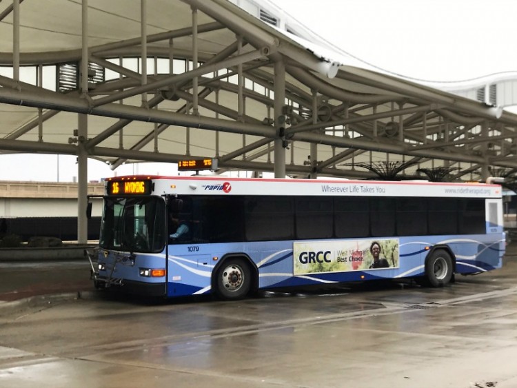 A Rapid bus at Central Station in Grand Rapids