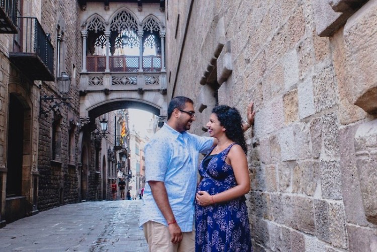 Amar and I during a trip to Spain while I was pregnant. 
