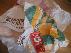 The remains of devoured Taco Bell