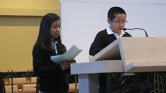 Potter's House students honored Chavez by reciting quotes in Spanish and English at the Community Gathering