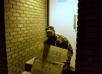 This is a picture of me unsuccessfully panhandling.