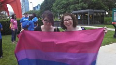 My friend Kara & I at GR's first pride parade
