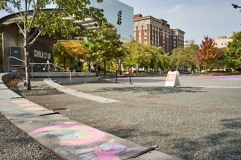 Rosa Parks Circle in downtown Grand Rapids, after a Sept. 26 "Chalk It Up" event.