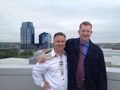Dana Friis-Hansen and I, with our city in the background