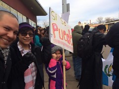 Sergio Cira Reyes and his family at the protest.