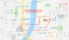 March For Our Lives route through downtown Grand Rapids