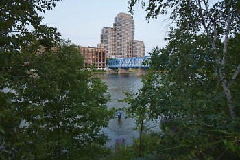 The Grand River in downtown Grand Rapids, looking southeast.