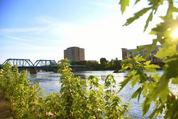 The Grand River in downtown Grand Rapids, facing southwest.