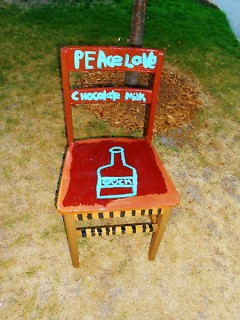 Philip Viening's "Peace, Love, Chocolate Milk" chair from last year's auction.