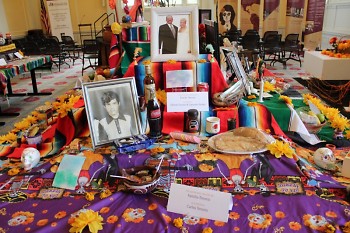 Altar honoring Carlos Tenorio; used by Grand Rapids Public Library to showcase Day of the Dead altars.