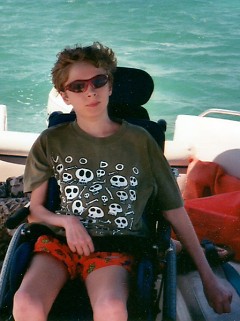 Noah at age 16, on a boat in the Florida Keys