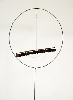 Breathing Instruments, by Alison O'Daniel, made of steel, chain, shutter, wood, and paint