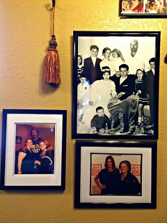 Photos of family and celebrities in the restaurant