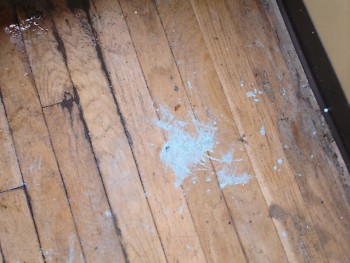 Blue paint spilled inside Brick Road Pizza Co. 