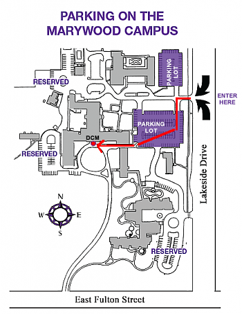 Map for DCM parking and entry.