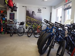 Fat bikes are featured prominently in the new bike store location, with a full line of Kona brand.