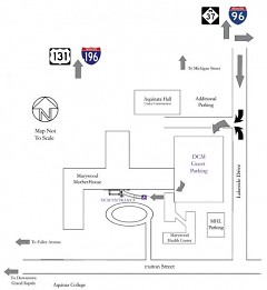 Map to free parking at Dominican Center.