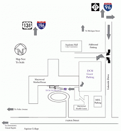 Map to Free Parking at Dominican Center.