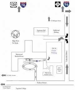 Map to DCM parking and Entrance.