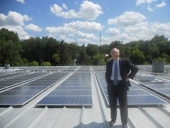 Mayor George Heartwell getting a first glimpse of the solar panels.