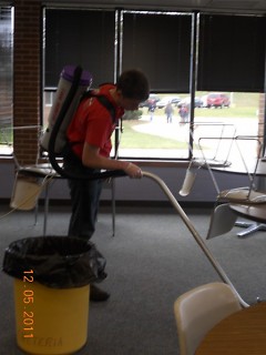 Richie practices vacuuming
