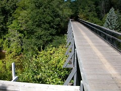 The Musketawa Trail runs for 25 miles between Marne and Muskegon and features 13 wooden trestle bridges.