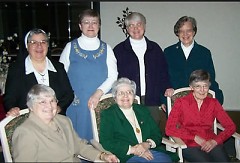 Front:Sisters Pat Kennedy, Olga Mizzi,Josine Schafer. Back: Sisters Dorena Gonzalez, Joan Pichette,Kathi Sleziak, Vera Tilmann. 