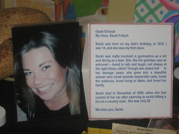 A letter for Sarah, her niece who was killed 5 years ago this month from a car accident.