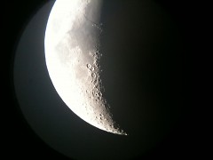 The moon captured on iPhone through Estrada's telescope