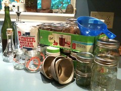 Supplies at the ready for the canning fiesta