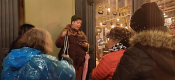 Eirann Betka-Pope, the artistic director and co-owner of Betka-Pope Productions, leads the haunted Grand Rapids tour.