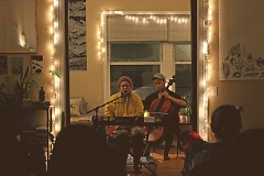 Jessica Fogle of "Jessica in the Rainbow" performing at a house show in December 2016 at Brick Nest.