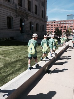 Campers take the scenic route through downtown 