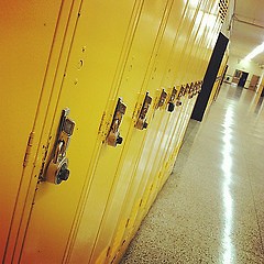 School hallways lie dormant during the summer months. 