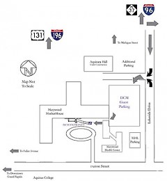Map to free parking at Dominican Center
