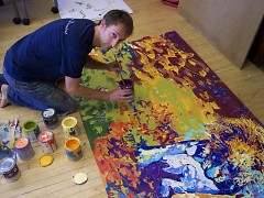 Joel Schoon-Tanis working in his studio