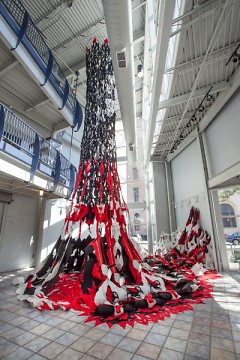 Miller's "Imperious Decorum", made from stiffened felt and other mixed media at Kendall College of Art in 2012 