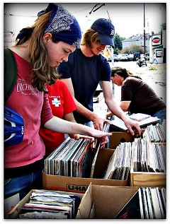 Buying records at the WYCE music sale